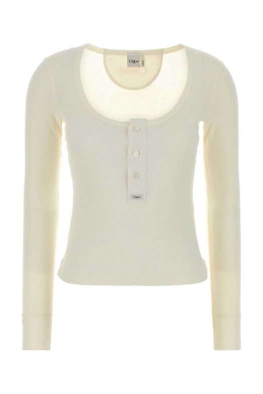 White cotton t-shirt Beige CHLOE (CH26SJH29185)