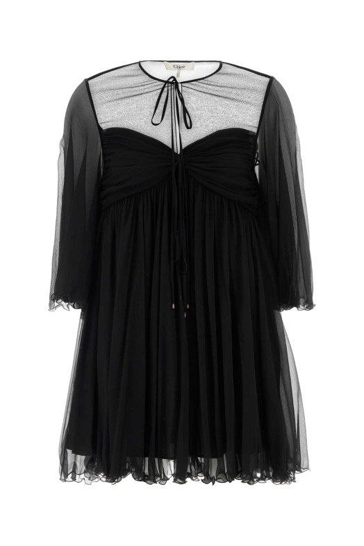 Black georgette mini dress CHLOE (CH26SRO87001)