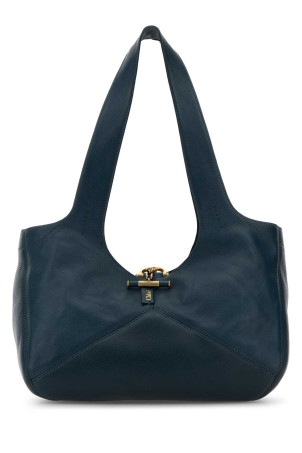 Navy blue leather East-West ChloÃ© Balloon shoulder bag CHLOE (CH26SS645Q15)