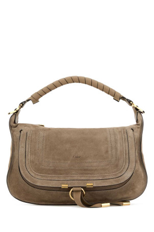 Beige suede small Marcie shoulder bag CHLOE (CH26SS882P37)