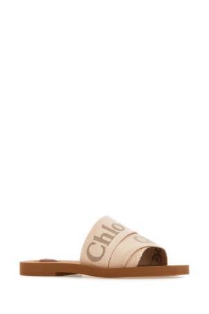 Beige linen Woody slippers CHLOE (CHC23U188EF)