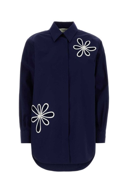 Navy blue poplin shirt FENDI (FS8355AW7V)