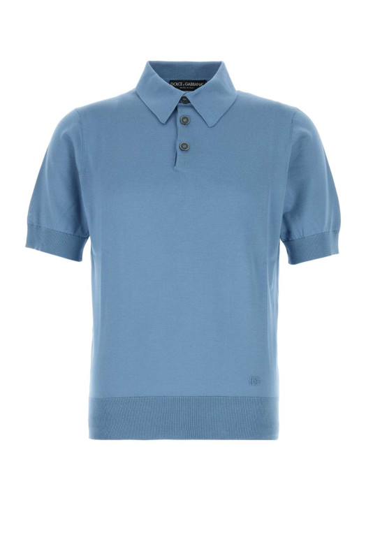 Air force blue silk polo shirt DOLCE & GABBANA (GXZ02ZJBSO5)