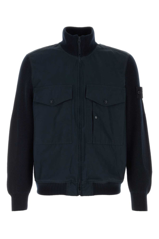 Navy blue cotton jacket Black STONE ISLAND (L1S154100044S0F01)