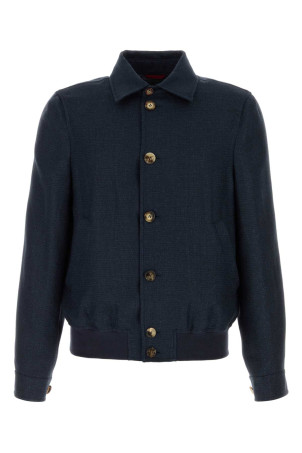 Navy blue silk blend jacket BRUNELLO CUCINELLI (MZ4036581)