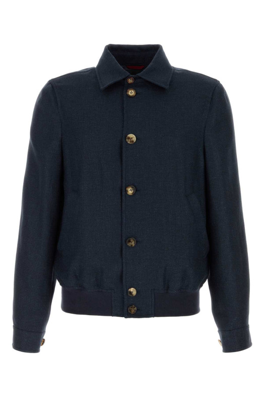 Navy blue silk blend jacket BRUNELLO CUCINELLI (MZ4036581)