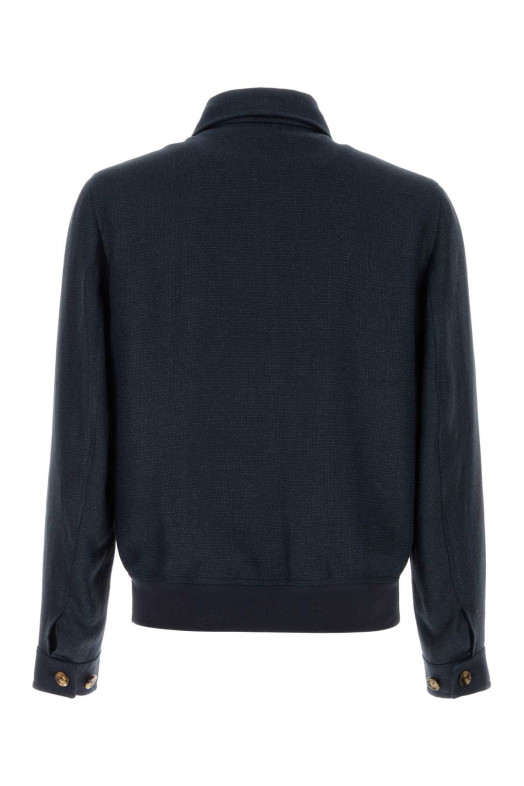 Navy blue silk blend jacket BRUNELLO CUCINELLI (MZ4036581)