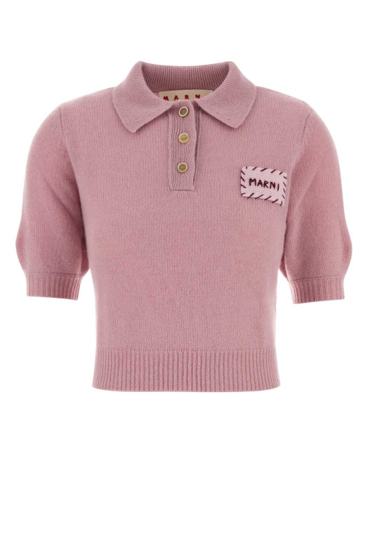Pink cashmere polo shirt MARNI (POMD0035E0UFX325)