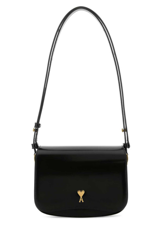 Black leather shoulder bag AMI (ULL719AL0139)