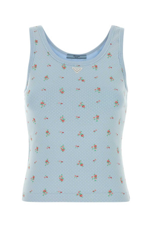 Printed stretch cotton tank top PRADA (39659CSOOO19AX)