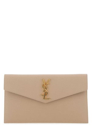 Cappuccino leather Uptown clutch SAINT LAURENT (5657391GF0J)