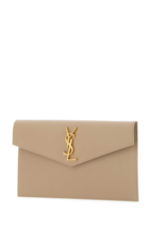 Cappuccino leather Uptown clutch SAINT LAURENT (5657391GF0J)