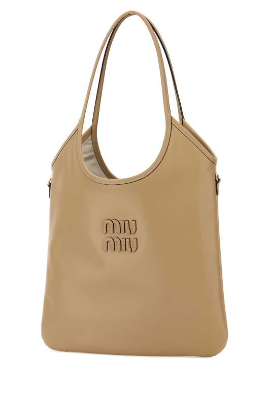 Beige leather shopping bag MIU MIU (5BG231VMLN2CRW)