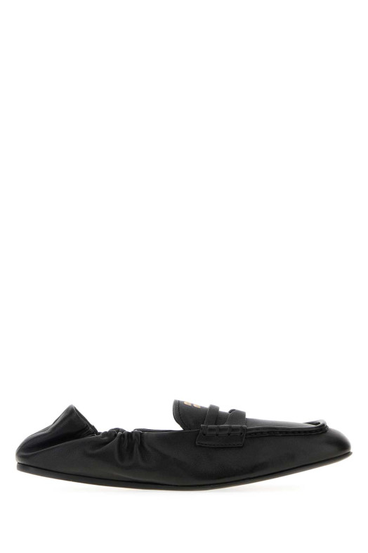 Black nappa leather Ruches loafers Black MIU MIU (5D341EFD005EFX)