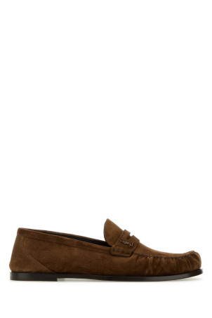 Brown suede loafers SAINT LAURENT (8211732OYAA)