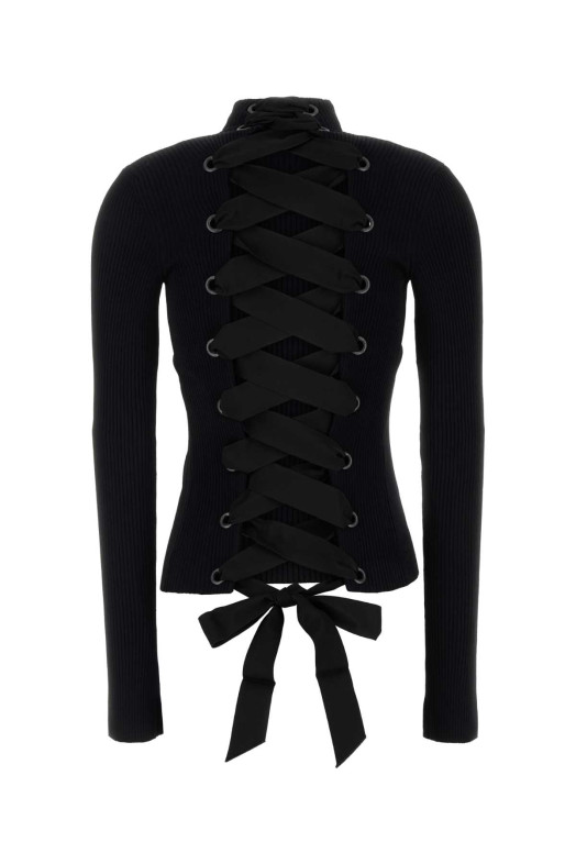 Black stretch viscose blend top Black BALENCIAGA (828347T5230)