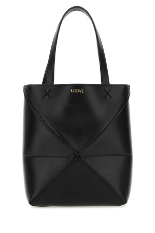 Black leather mini Puzzle Fold handbag Black LOEWE (A657V25X01)