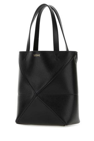 Black leather mini Puzzle Fold handbag Black LOEWE (A657V25X01)