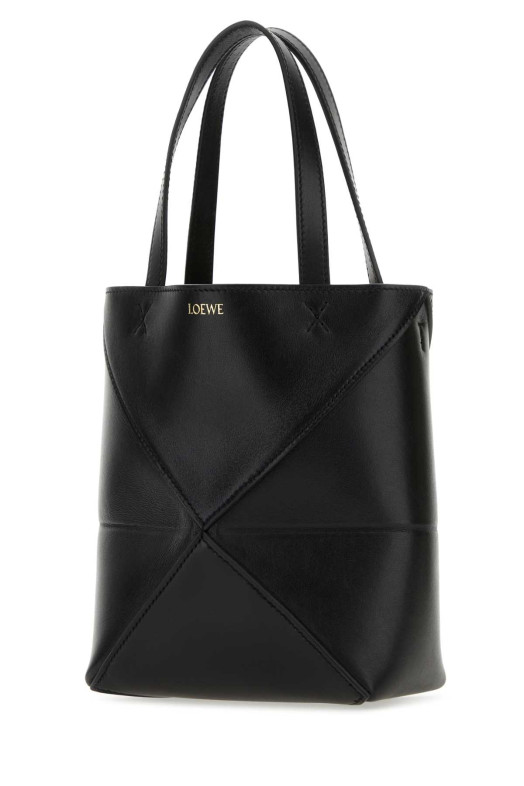 Black leather mini Puzzle Fold handbag Black LOEWE (A657V25X01)