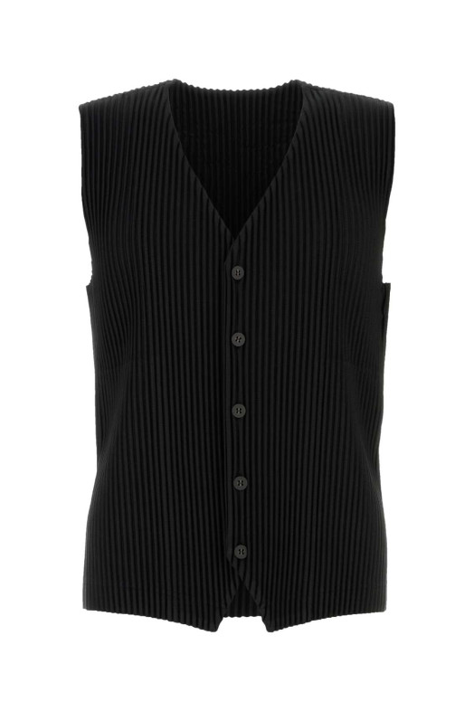 Black polyester vest HOMME PLISSE' ISSEY MIYAKE (HP66JE511)