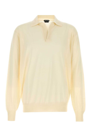 Ivory cashmere polo shirt TOM FORD (KPL052YMK087)