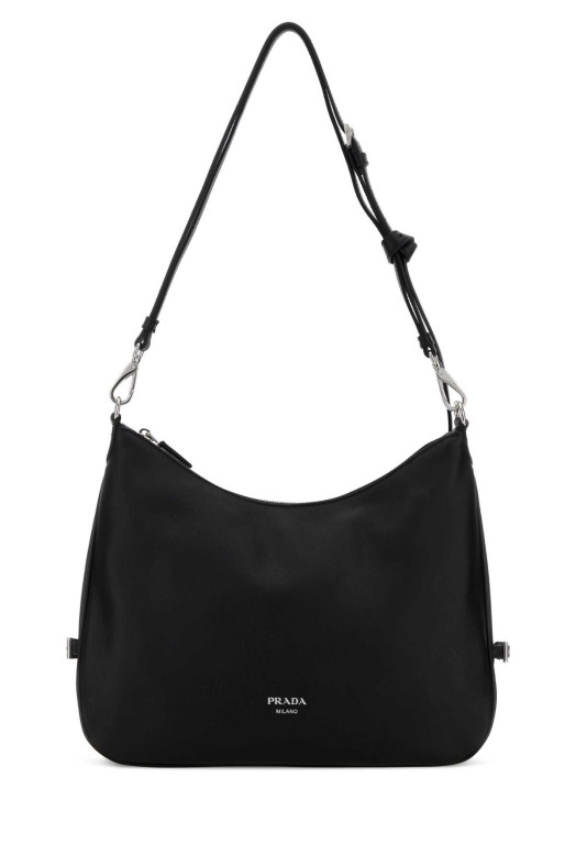 Black leather large Prada Fold shopping bag Black PRADA (1BC2882CYS)