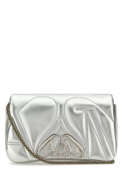 Silver leather mini Seal clutch ALEXANDER MCQUEEN (7770111BL0I)