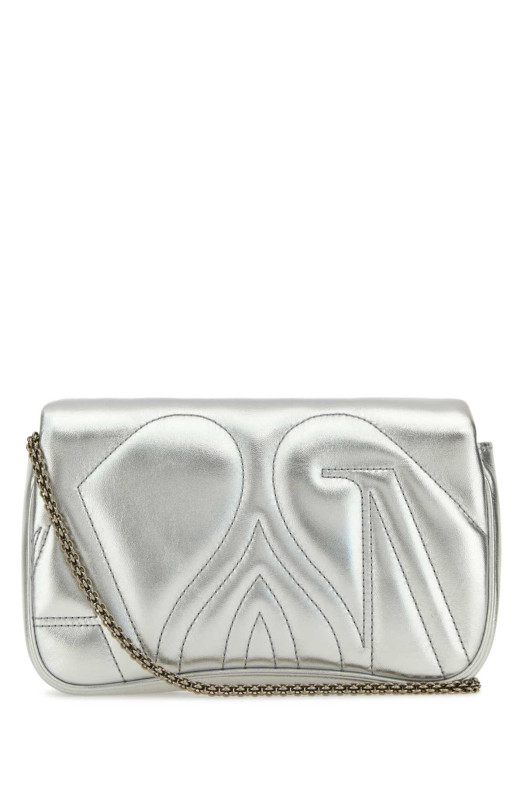Silver leather mini Seal clutch ALEXANDER MCQUEEN (7770111BL0I)