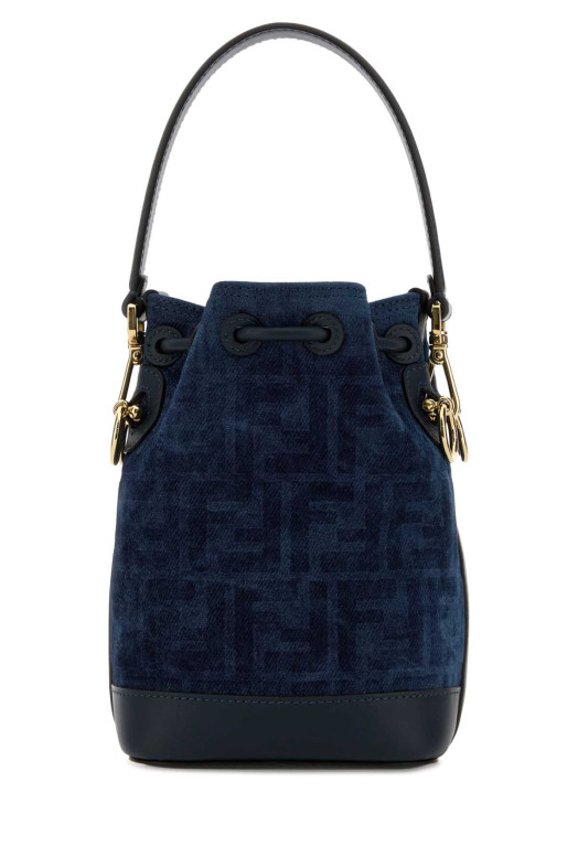 Dark blue velvet Mon Tresor bucket bag FENDI (8BS109AVR6)
