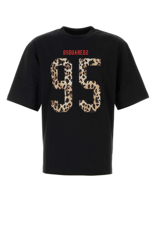 Black cotton oversize t-shirt DSQUARED (S71GD1649D20033)