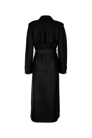 WOMEN LONG TRENCH DOUBLE STITCHING PRESSED WOOL Black HARRIS WHARF LONDON (AA1343MLK)