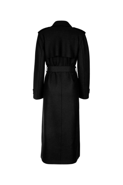 WOMEN LONG TRENCH DOUBLE STITCHING PRESSED WOOL Black HARRIS WHARF LONDON (AA1343MLK)
