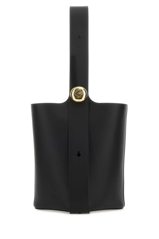 Black leather medium Pebble bucket bag Black LOEWE (AANBBBWX01)