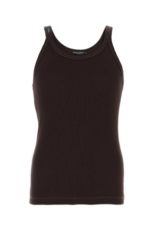 Chocolate cotton tank top DOLCE & GABBANA (G8SY5TFU7AV)