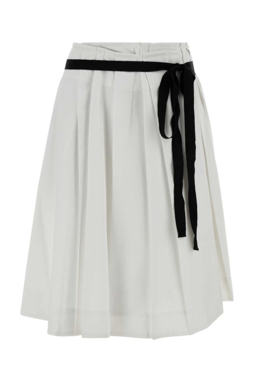 White gabardine skirt Black PRADA (P157IGSOOO1000)