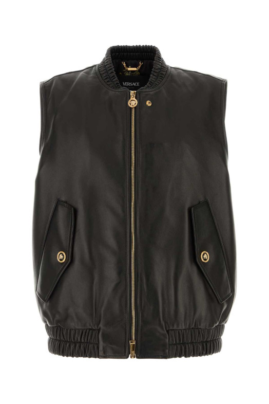 Black leather jacket VERSACE (10207411A00713)