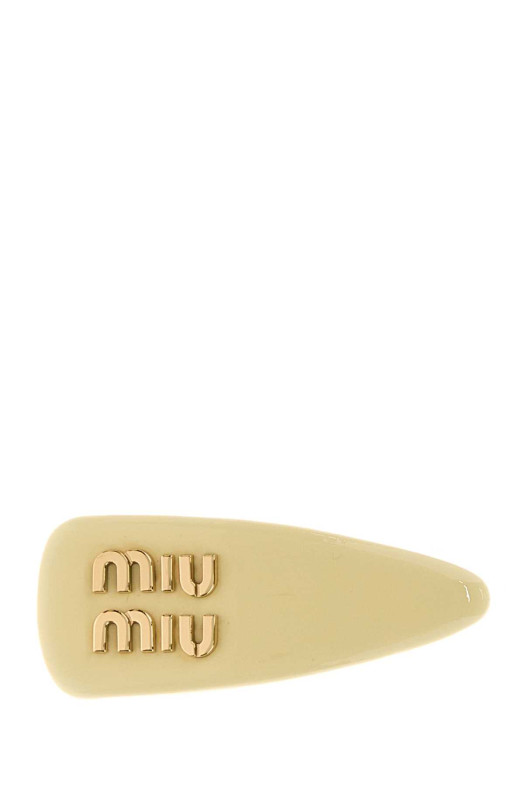 Pastel yellow leather hair clip MIU MIU (5IF092069)