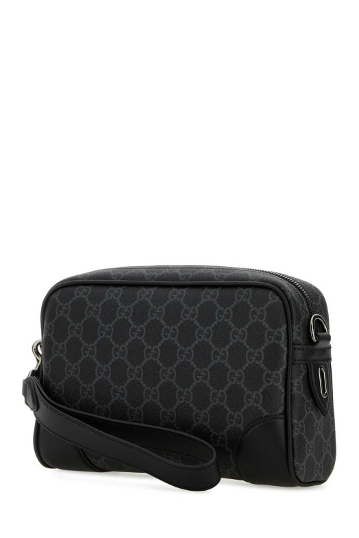 Printed canvas small GG Emblem crossbody bag Black GUCCI (821155FAED4)