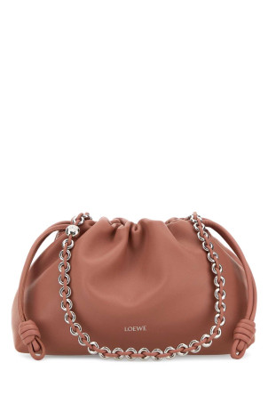 Antiqued pink nappa leather medium Flamenco clutch Brown LOEWE (A411FCRX75)