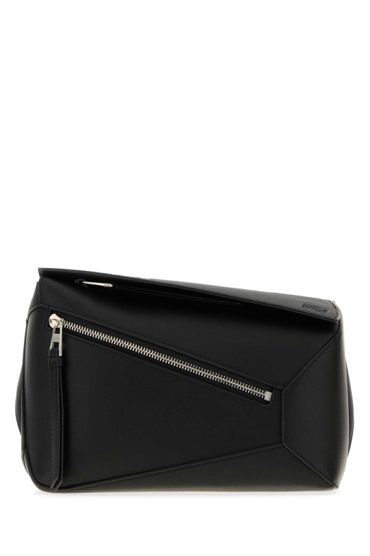 Black leather small Puzzle belt bag Black LOEWE (B510SEBX02)