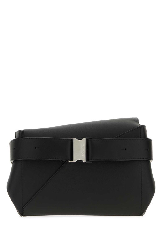 Black leather small Puzzle belt bag Black LOEWE (B510SEBX02)