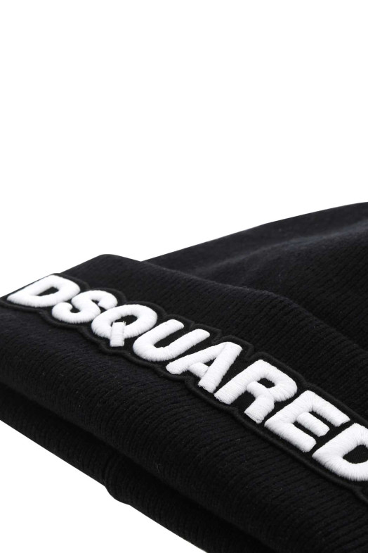 Black wool beanie hat DSQUARED (KNM000115040001)