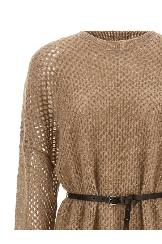 'Dazzling Net' dress Beige