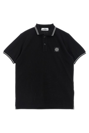 'Compass' logo polo shirt Black