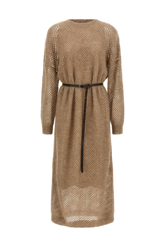 'Dazzling Net' dress Beige