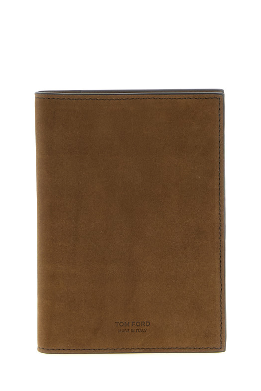 Nubuck leather passport holder Brown