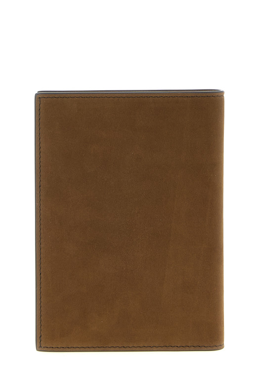Nubuck leather passport holder Brown