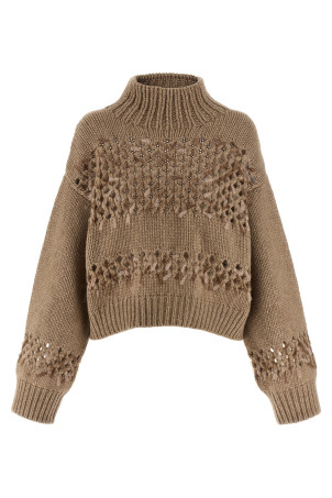 Drop sequin sweater Beige