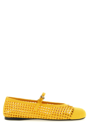 Crochet cotton ballet flats Yellow