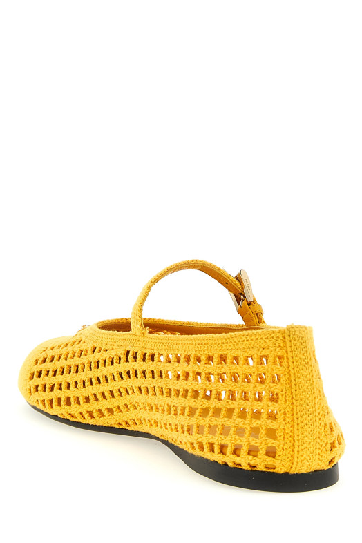 Crochet cotton ballet flats Yellow